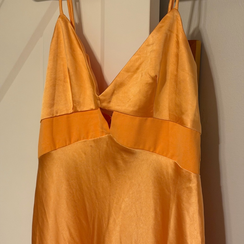 Welcome Spring Satin Maxi Dress Orange - Picture 2 of 4